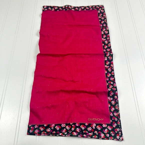 ONE DAY SALE Givenchy Cotton Floral Pink Scarf Handkerchief - Picture 3 of 7